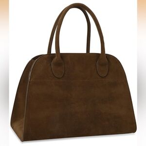 Elegant Brown Suede Large Handbag